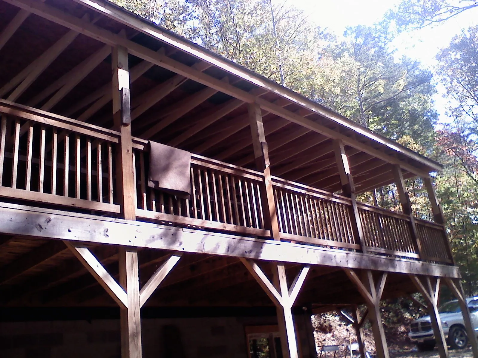 Timber framing under a new elevated porch and deck — Roof Leak Repair in West Chicago by Roofing Brothers